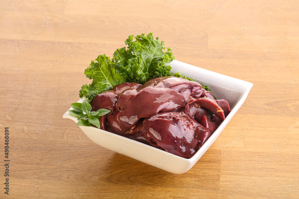 Raw chicken liver in the bowl Raw chicken liver in the bowl