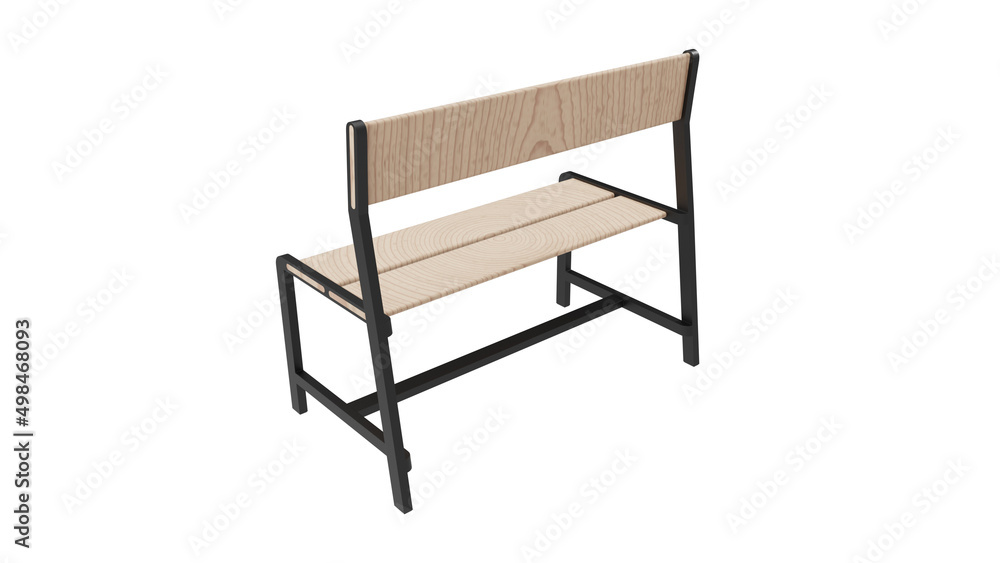 garden bench back view without shadow 3d render garden bench back view without shadow 3d render