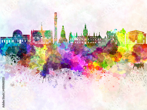 Canvas-taulu Dundee skyline in watercolor background