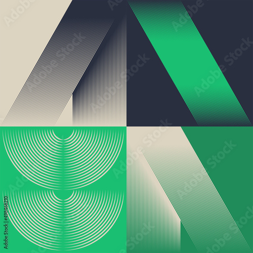 Abstract geometric vector seamless pattern with transition effect.