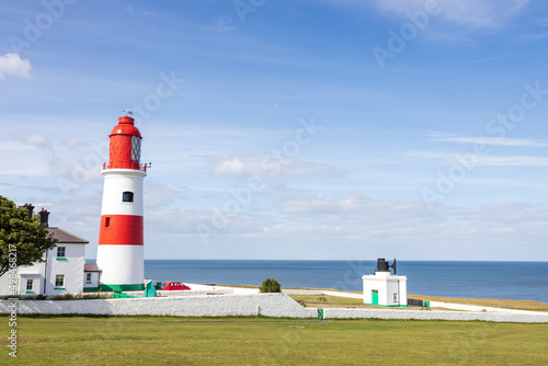 South Shields UK: 29th July 2020:  Souter Lighthouse and The Leas on a lovely summer day. North East tourist destination  photo