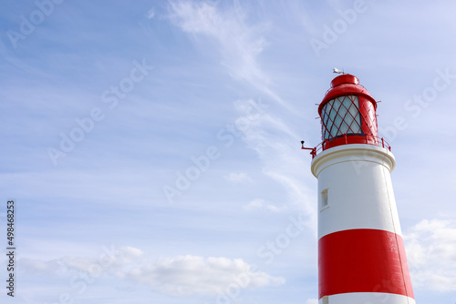 South Shields UK: 29th July 2020: Souter Lighthouse and The Leas on a lovely summer day. North East tourist destination with copy space