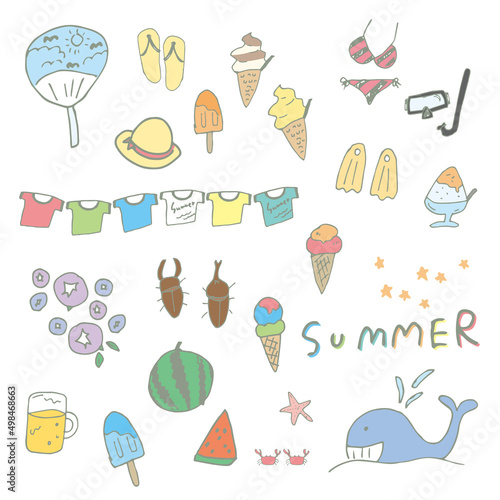 手描きの夏イラスト　 Hand drawn