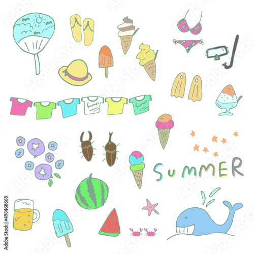 手描きの夏イラスト　 Hand drawn