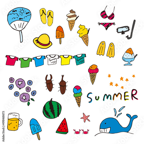 手描きの夏イラスト　 Hand drawn