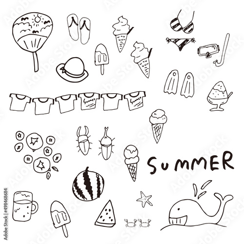 手描きの夏イラスト　 Hand drawn