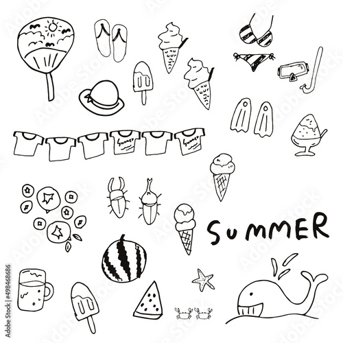 手描きの夏イラスト　 Hand drawn