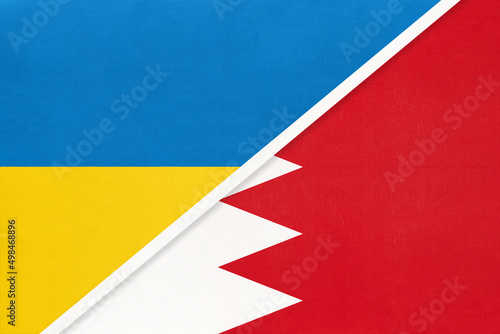 Ukraine and Bahrain, symbol of country. Ukrainian vs Bahraini national flags.