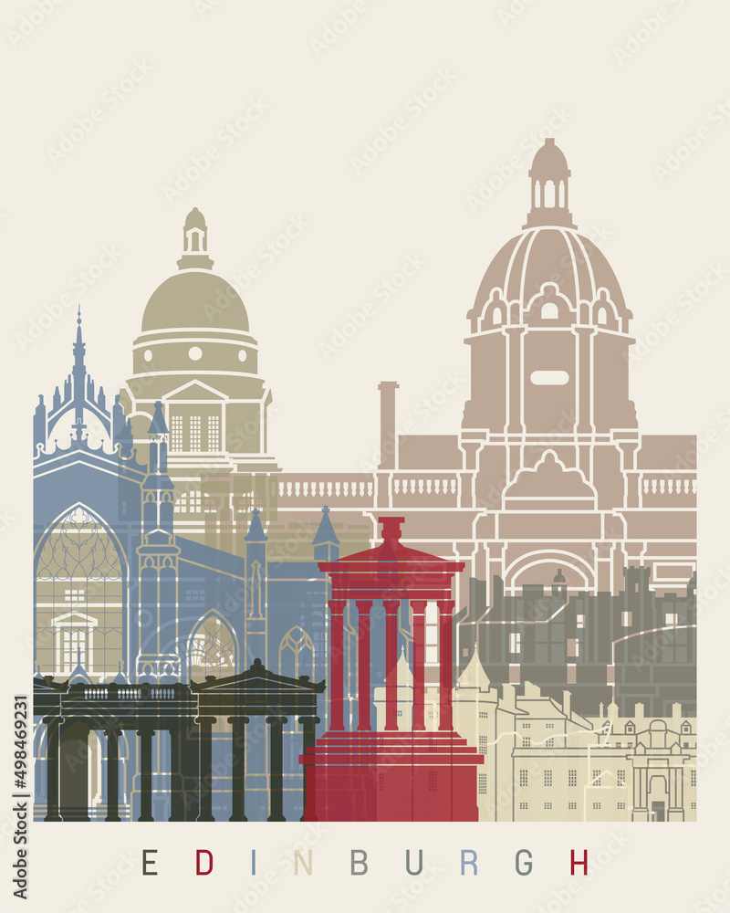 Edinburgh skyline in watercolor