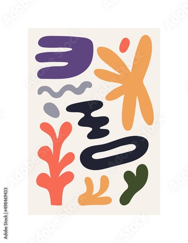 Interior poster design with modern abstract shapes. Contemporary wall art wit...