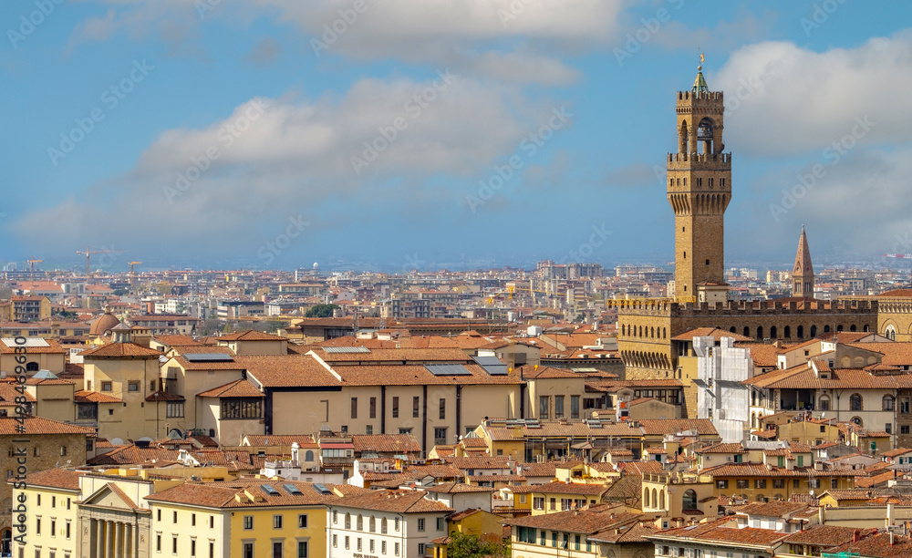 View of the beautiful city of Florence, the birthplace of the Renaissance movement and regional capital of Tuscany, Italy.