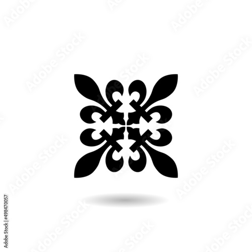  Fleur de lis cross icon with shadow