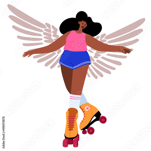 roller girl with wings