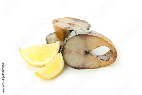 Tasty smoked mackerel isolated on white background