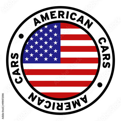 Round American Cars United States Flag Clipart
