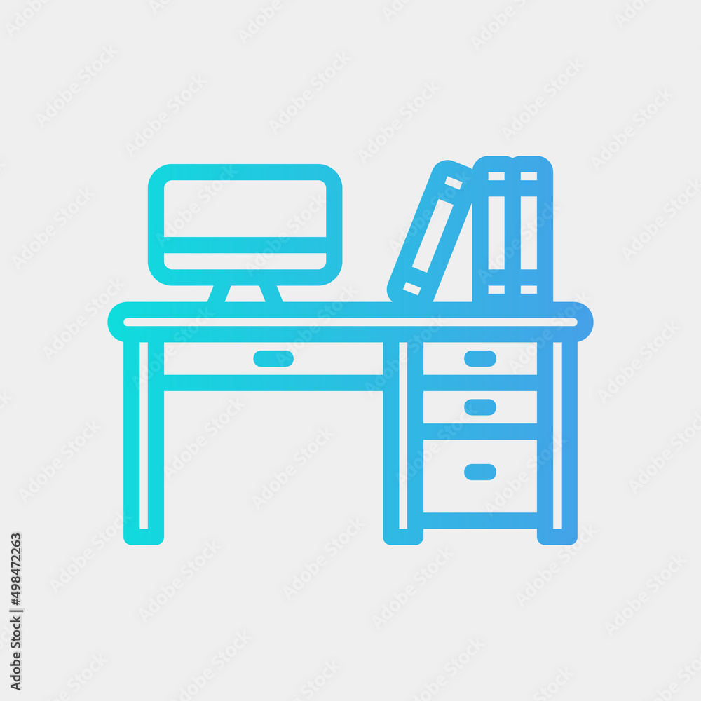 Desk icon in gradient style, use for website mobile app presentation Desk icon in gradient style, use for website mobile app presentation