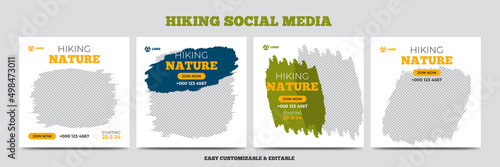 Adventure camping time social media post template bundle. Camping social media web banner set