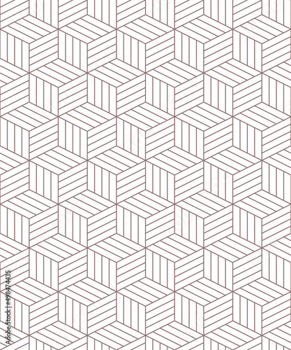 Seamless gray abstract pattern isometric cubes. Vintage and retro 3d minimal geometric shape background. Eps 10 wall art texture illustration.