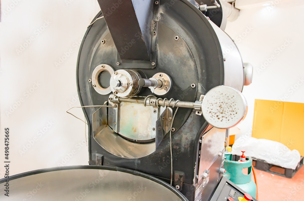 Details of the parts of an industrial coffee roaster