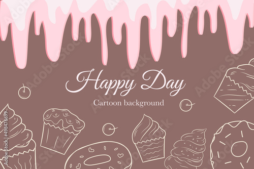 cute doodle bakery food cartoon background card
