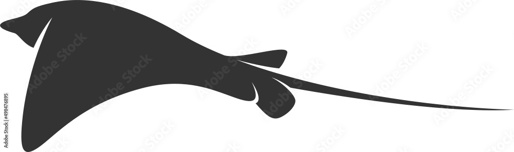 Stingray Silhouette. Isolated Vector Animal Template for Logo Company, Icon, Symbol etc 