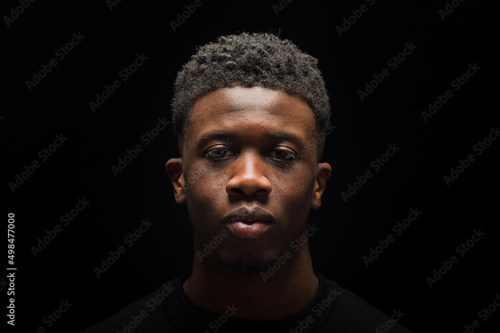 Serious black man in studio