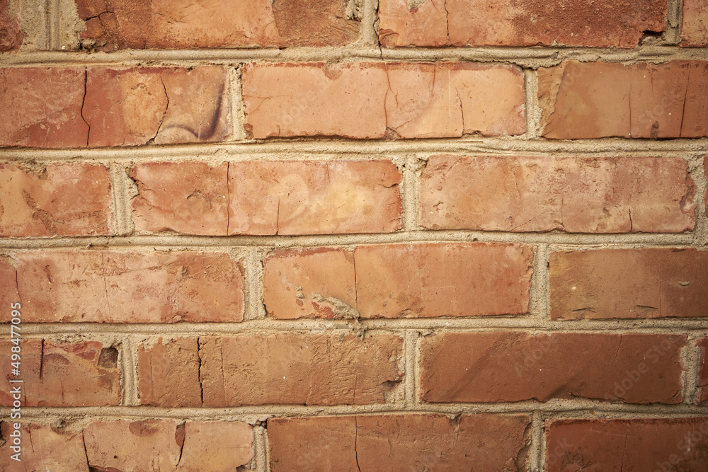 Fototapeta premium old weathered red brick wall background backdrop