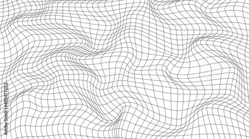 Abstract wavy 3d mesh on a white background. Geometric dynamic wave. 3D technology wireframe. Vector illustration. photo
