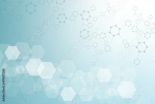 Modern futuristic background of the scientific hexagonal pattern. Virtual abstract background with particle, molecule structure for medical, technology, chemistry, science. Social network vector