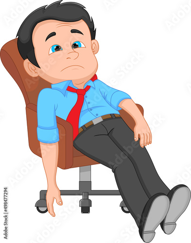 tired man worker on white background