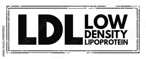 LDL Low-Density Lipoprotein - one of the five major groups of lipoprotein which transport all fat molecules around the body in the extracellular water, acronym text stamp