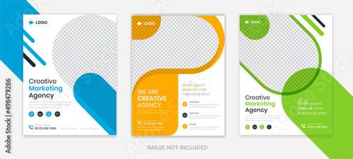 Modern Corporate flyer design template set, business flyer layout editable vector, A4 size company leaflet, pamphlet, poster design