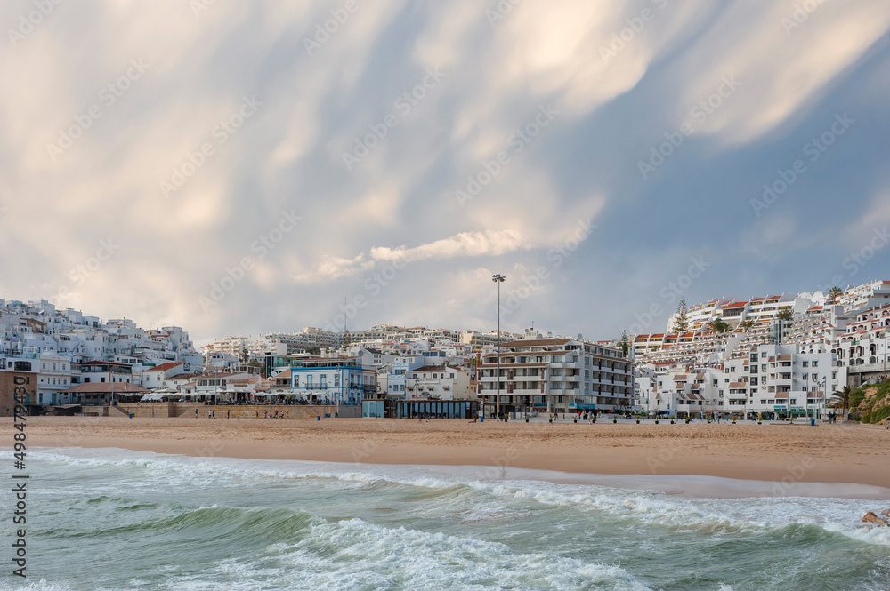 Cityscape and beach of Albufeira in the Algarve in Portugal