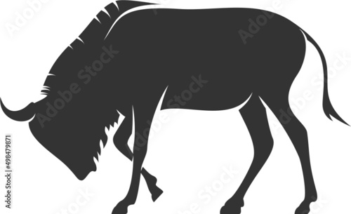 Wildebeest Silhouette. Isolated Vector Animal Template for Logo Company, Icon, Symbol etc