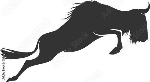 Wildebeest Silhouette. Isolated Vector Animal Template for Logo Company, Icon, Symbol etc