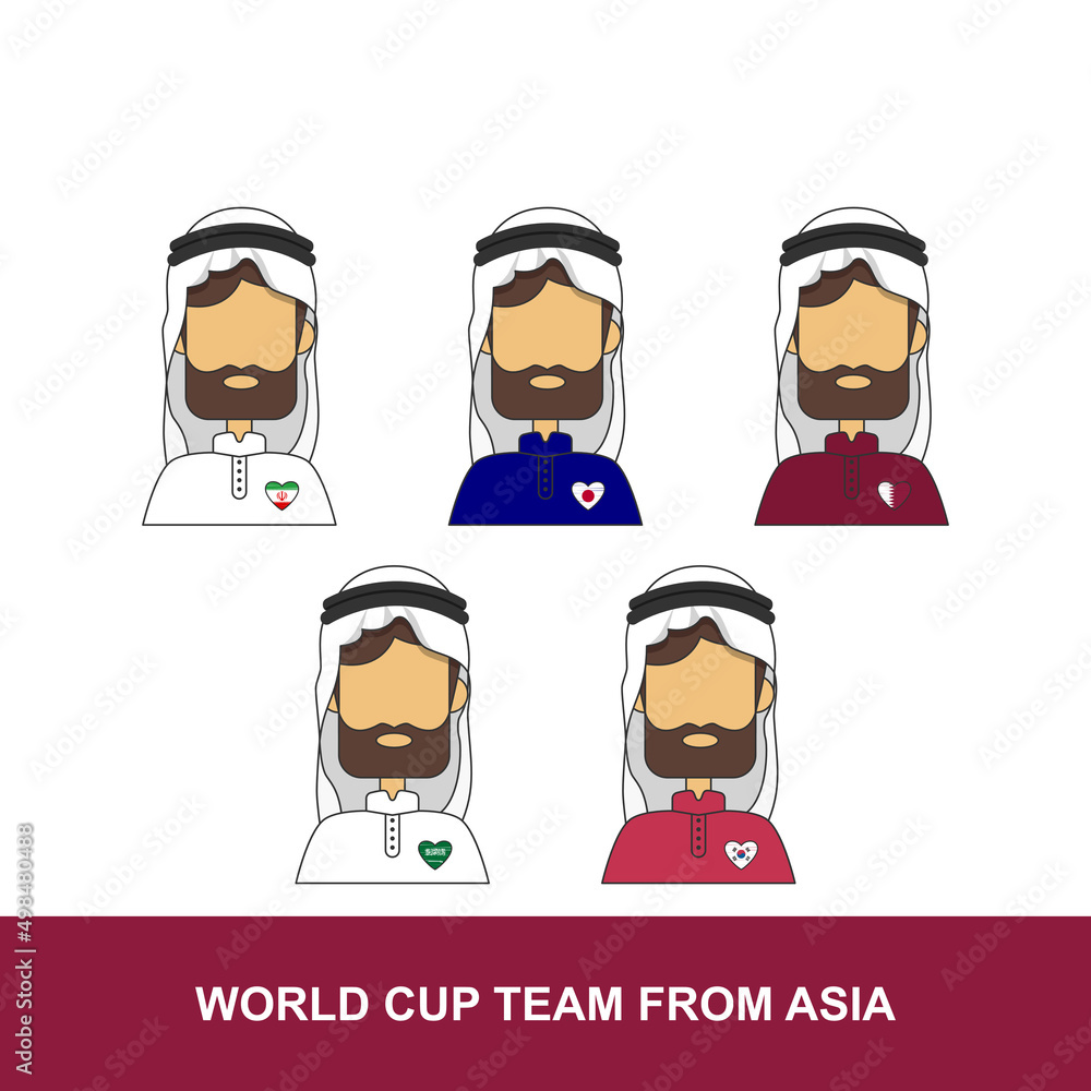 Cartoon arabian avatar or character of soccer team from asia Cartoon arabian avatar or character of soccer team from asia