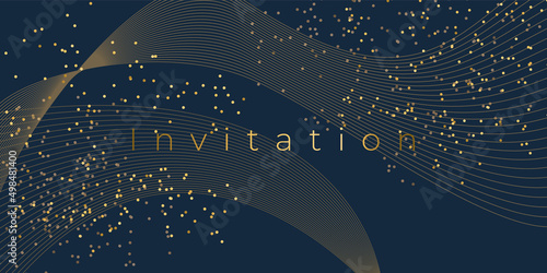 Abstract line & dot background in gold & blue