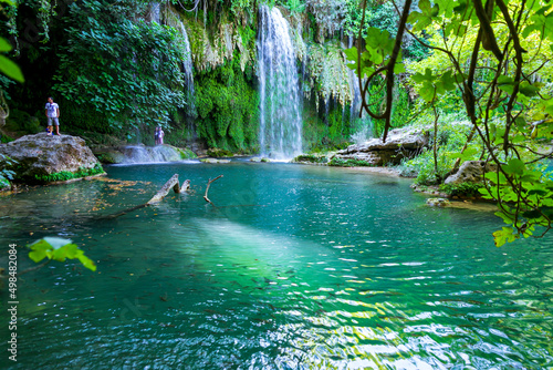 Fototapeta Naklejka Na Ścianę i Meble -  waterfall in Antalya, Turkey. Green landscape