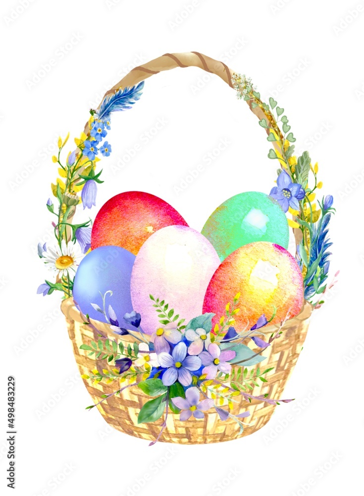 Naklejka premium easter eggs in basket