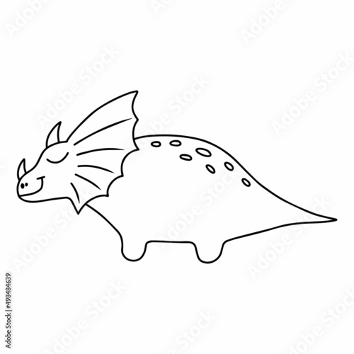 Dinosaur in doodle style. Vector illustration. Cute hand drawn dino. Children s coloring book.