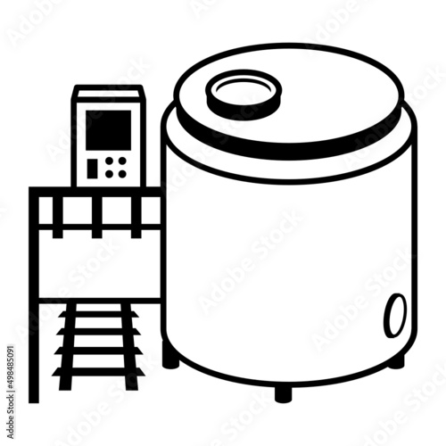 Paneer Pot vector icon design, Caseiculture symbol, Cheesemaking Production Factory  Sign, dairy products and food preservation process stock illustration, milk pasteurization unit with control panel 