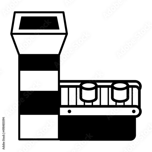 automated processed paneer packaging machine Concept vector icon design, Caseiculture symbol, Cheesemaking Production Factory  Sign, dairy products and food preservation process stock illustration