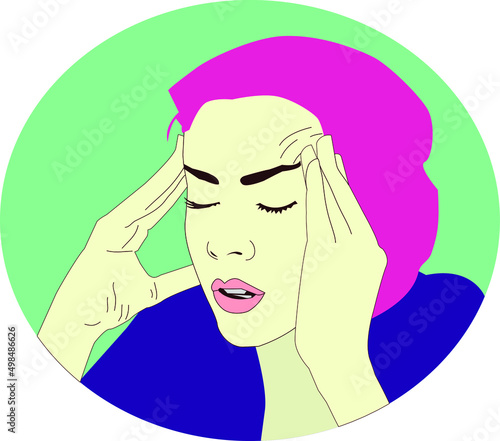 Headache Vector Illustration Portrait 2