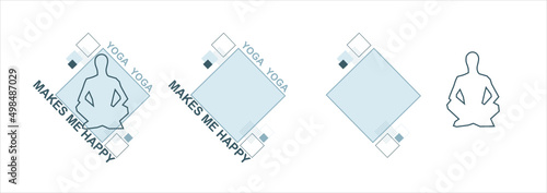 banner, yoga, advertising, set, card, silhouette, posture, harmony, postcard