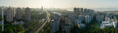 Fotografiet Aerial view of landscape in shenzhen city,China
