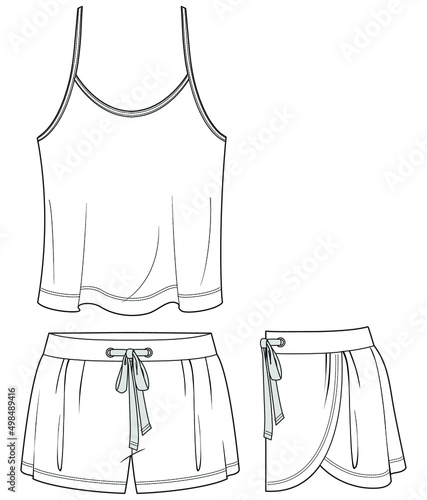 Fotografia, Obraz Women pyjama sleepwear vector illustration