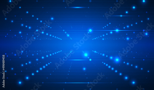 Abstract Futuristic Dot Line Digital Data Connection Pattern Concept Vector. Cyber Tunnel with Glowing Star illusion of Depth, Perspective Space View Illustration Background.