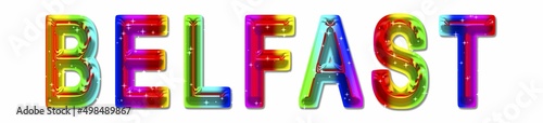 Colorful lettering of BELFAST