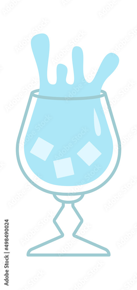 Glass of water with ice. Vector illustration