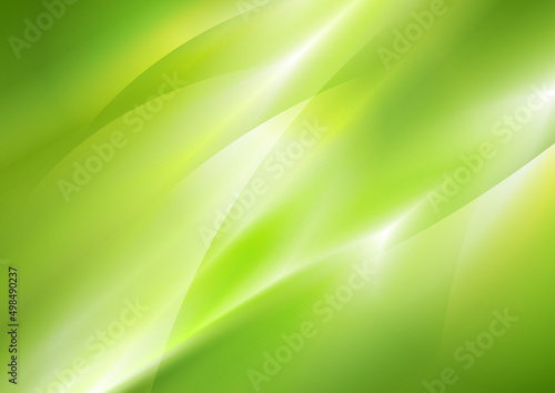 Bright green smooth stripes and waves abstract tech background. Vector design
